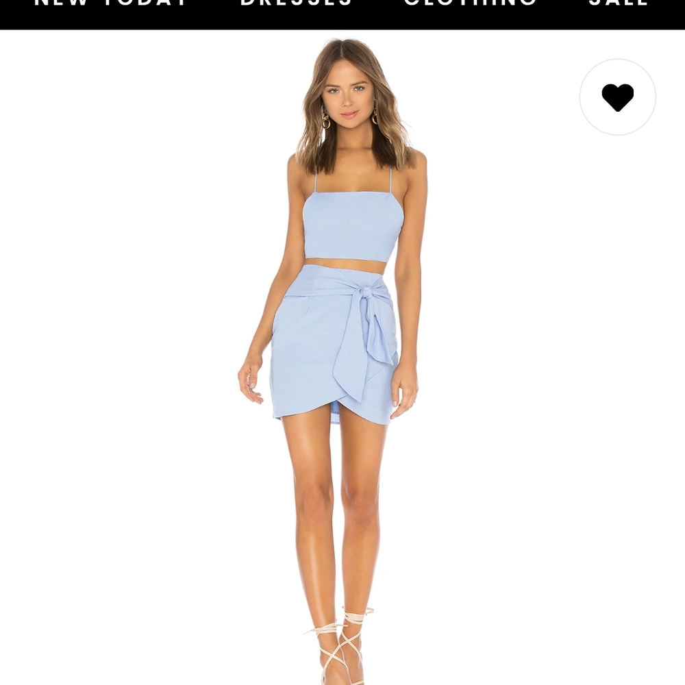 Milah Wrap Skirt Set In Light Blue